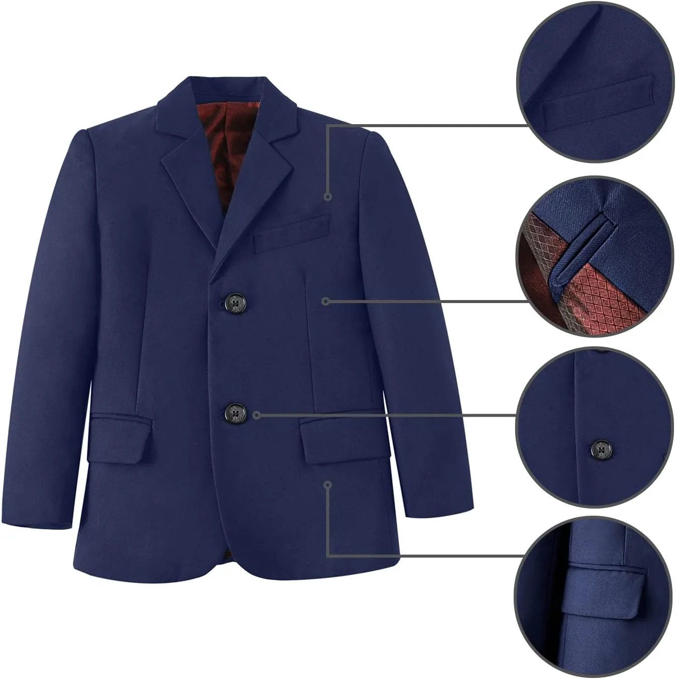 Boys Suits 5 Piece Formal Suit Set Slim Fit Formal Dress Clothes Ring Bearer Outfit for Kids