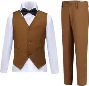 Boys Suits Slim Fit 4 Piece Formal Dresswear Suit for Kids Tuxedo Wedding Set Toddler Boy Dress with Vest Shirt Pants and Tie