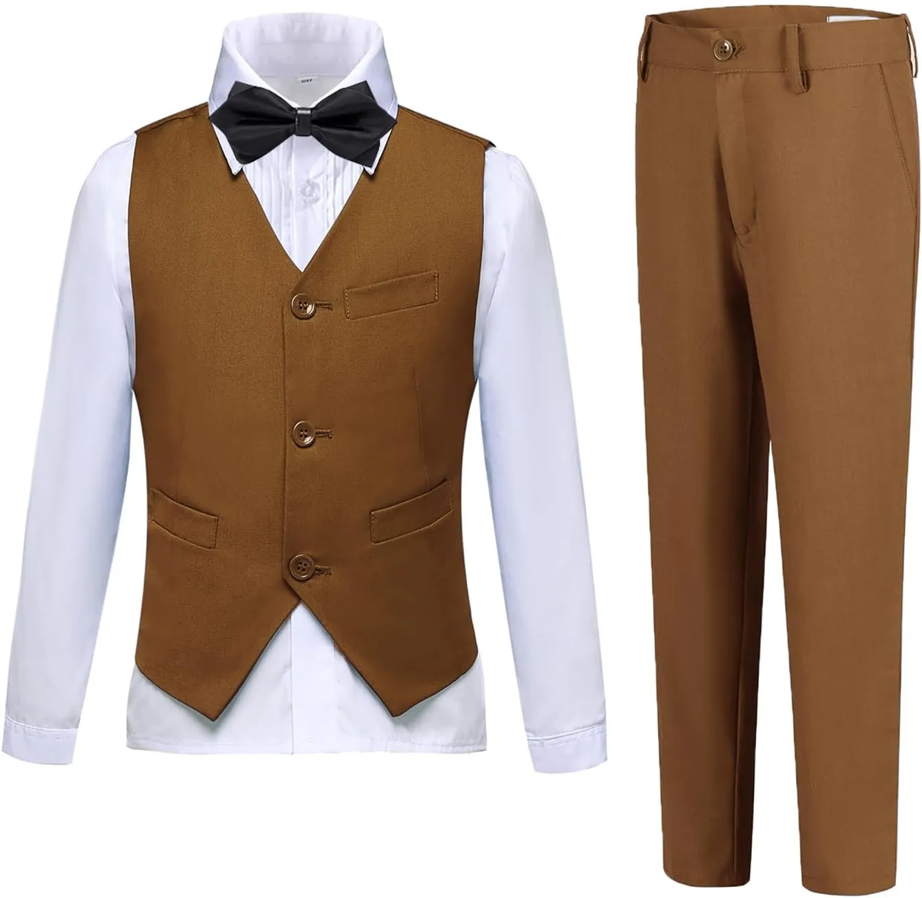 Boys Suits Slim Fit 4 Piece Formal Dresswear Suit for Kids Tuxedo Wedding Set Toddler Boy Dress with Vest Shirt Pants and Tie