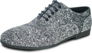 bravo! Men Dress Shoe Prom Slip-on Loafer Lace-up Oxford Cap Toe Metallic Glitter for Wedding Prom Black Blue Green Gold Pink Pewter Purple Silver Red