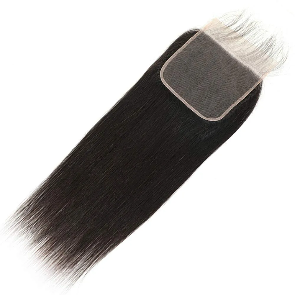 Brazilian Virgin Straight Human Hair 5x5 Lace Closure 100% Unprocessed Human Hair Brazilian Virgin Hair With Baby Hair Free Part Natural Color (8Inch, 5X5 lace Closure)