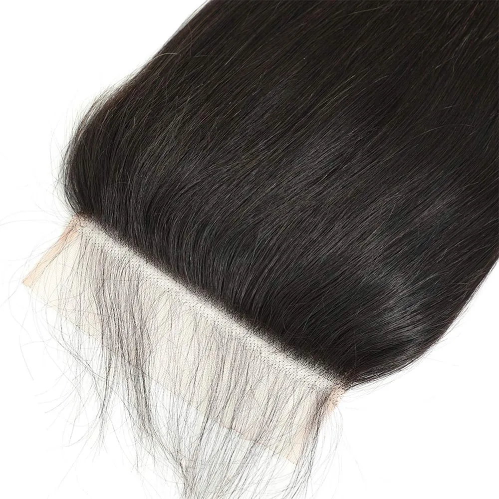 Brazilian Virgin Straight Human Hair 5x5 Lace Closure 100% Unprocessed Human Hair Brazilian Virgin Hair With Baby Hair Free Part Natural Color (8Inch, 5X5 lace Closure)