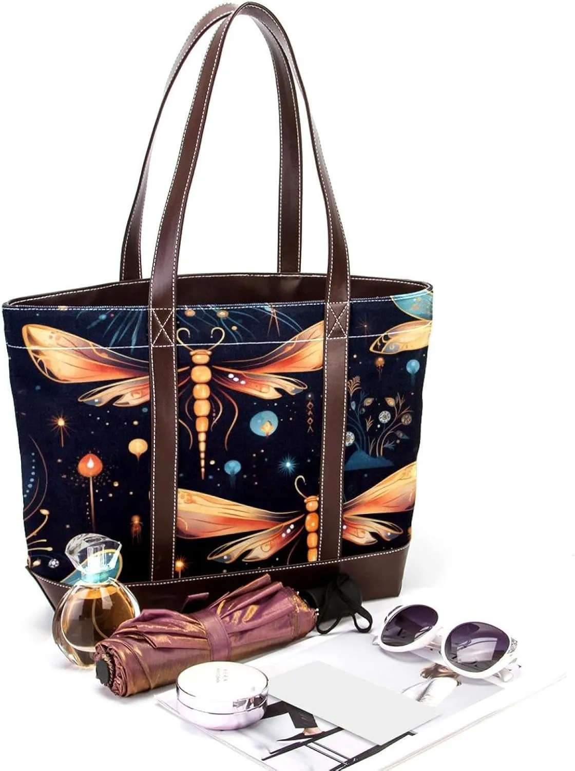 Bright Fireflies-573 Shoulder Purses for Women Large Soft Washed Leather Purses and Durable Handbags