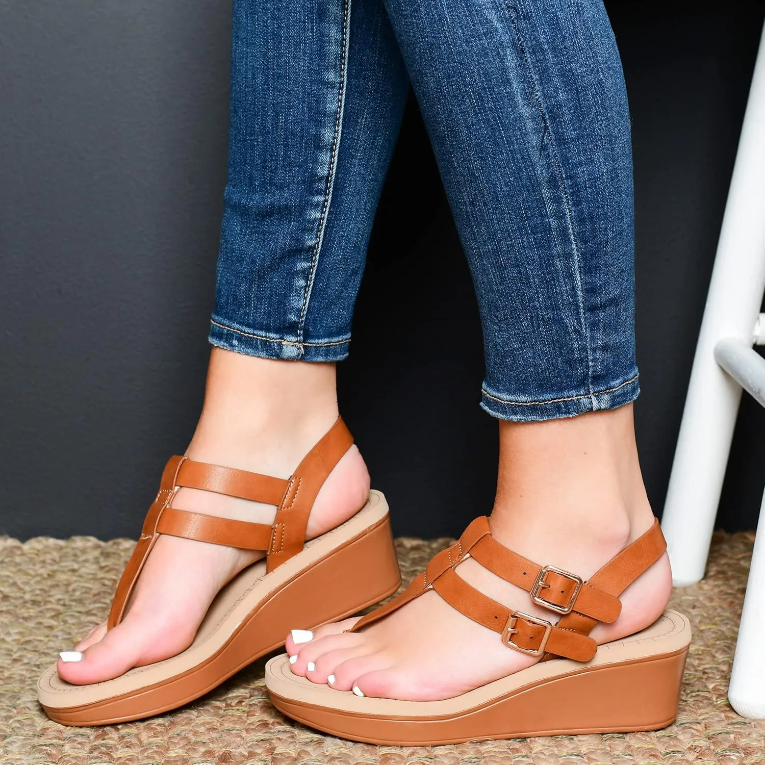 Brinley Co Women's Bianca Wedge Sandal