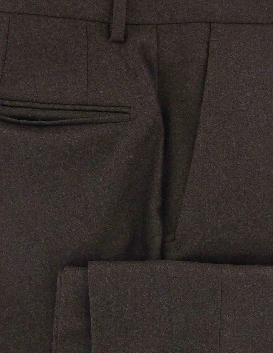 Brown Solid Wool Pants - Slim