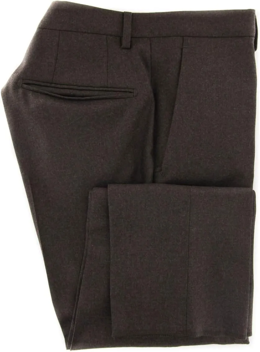 Brown Solid Wool Pants - Slim