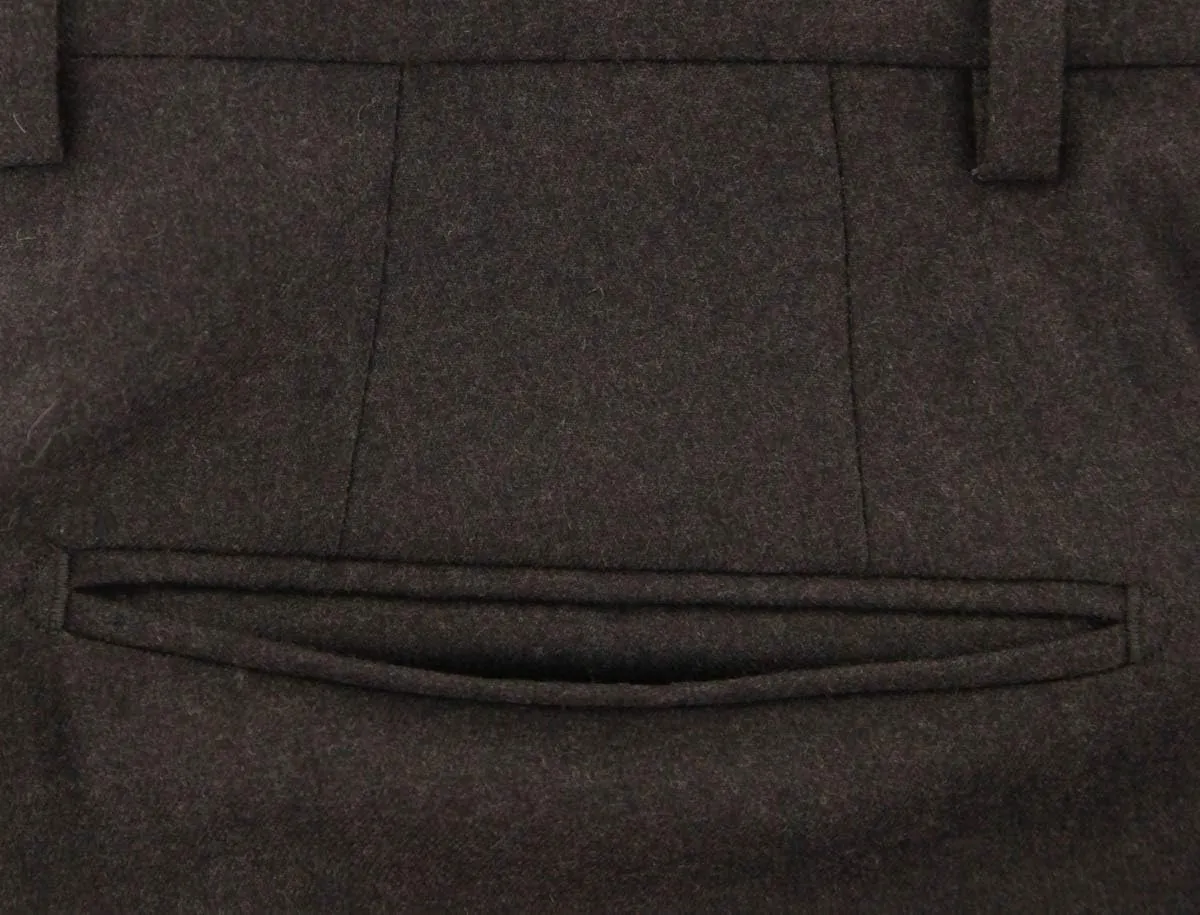 Brown Solid Wool Pants - Slim