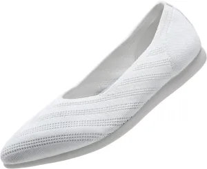 Buyrew Women's Flats Pointed Toe Ballet Shoes Knit Dress Shoes Low Wedge Slip On Arch Support Walking Office Business Flats