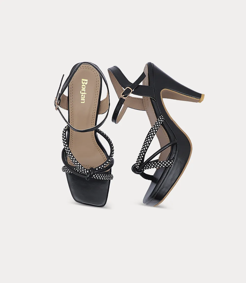 BW10342-BLACK-Women Sandal Heels
