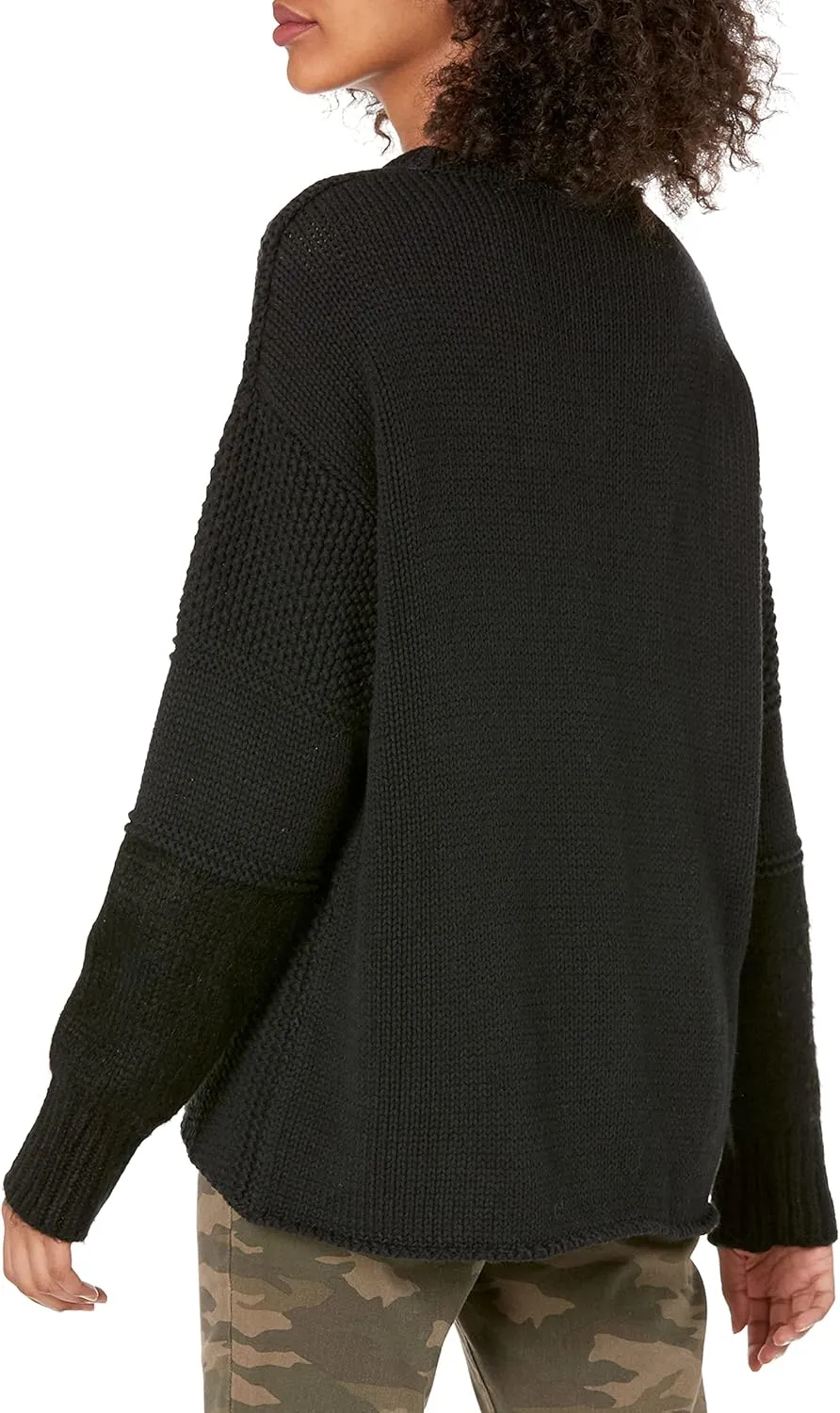 Cable Stitch Women's Mixed Stitch Long-Sleeve Oversized Sweater - Soft Crewneck Slouchy Casual Pullover Top
