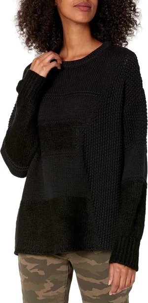 Cable Stitch Women's Mixed Stitch Long-Sleeve Oversized Sweater - Soft Crewneck Slouchy Casual Pullover Top
