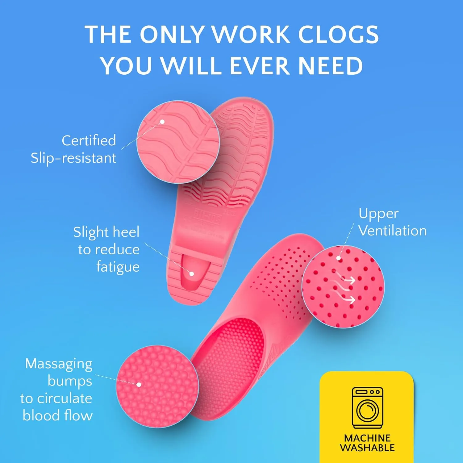 CALZURO Classic Work Clogs with Holes - Unisex Work Clogs for Women and Men - Non Slip Shoes - Autoclavable Rubber Kitchen Shoes and Nursing Clogs