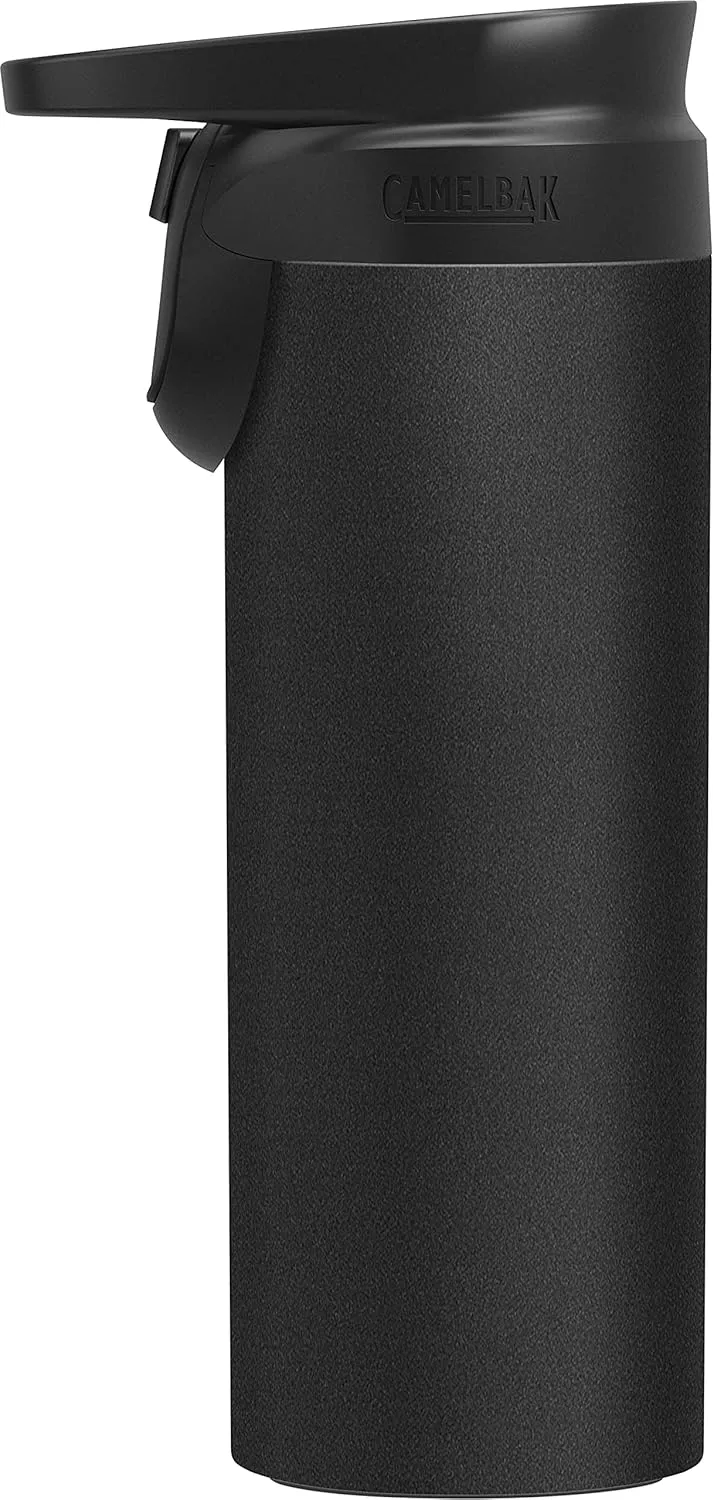 CamelBak Forge Flow Coffee & Travel Mug, Insulated Stainless Steel - Non-Slip Silicon Base - Easy One-Handed Operation - 16oz, Black