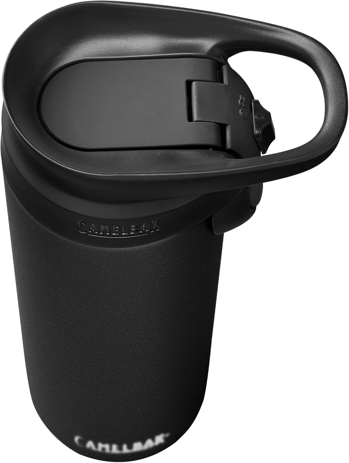 CamelBak Forge Flow Coffee & Travel Mug, Insulated Stainless Steel - Non-Slip Silicon Base - Easy One-Handed Operation - 16oz, Black