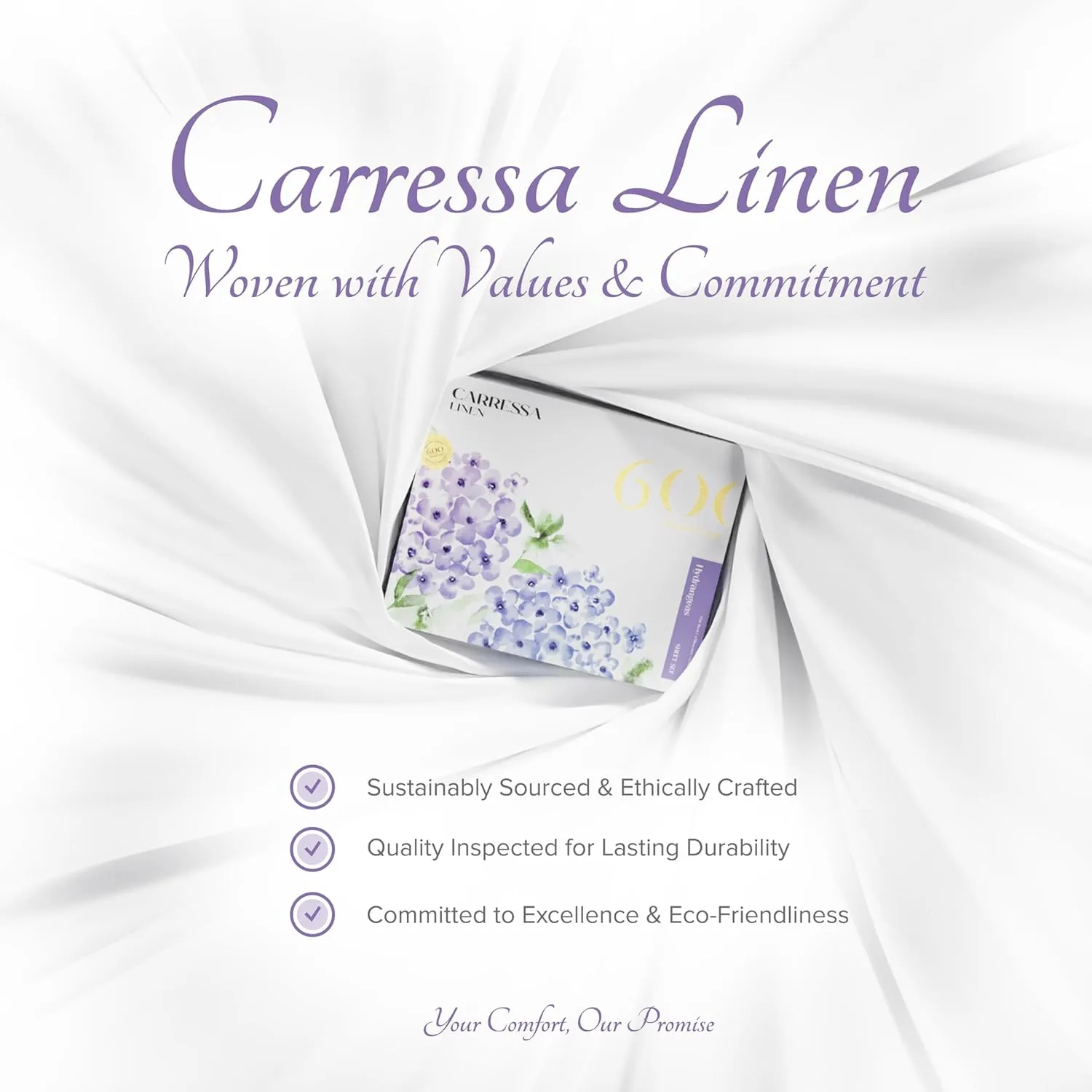 Carressa Linen Luxury Egyptian Cotton 4 PC King Size Sheet Set - 600 Thread Count Deep Pocket Fitted and Flat Sheets, Soft, Cooling Extra Long Staple Hotel-Quality Bedding with Sateen Weave - Silver