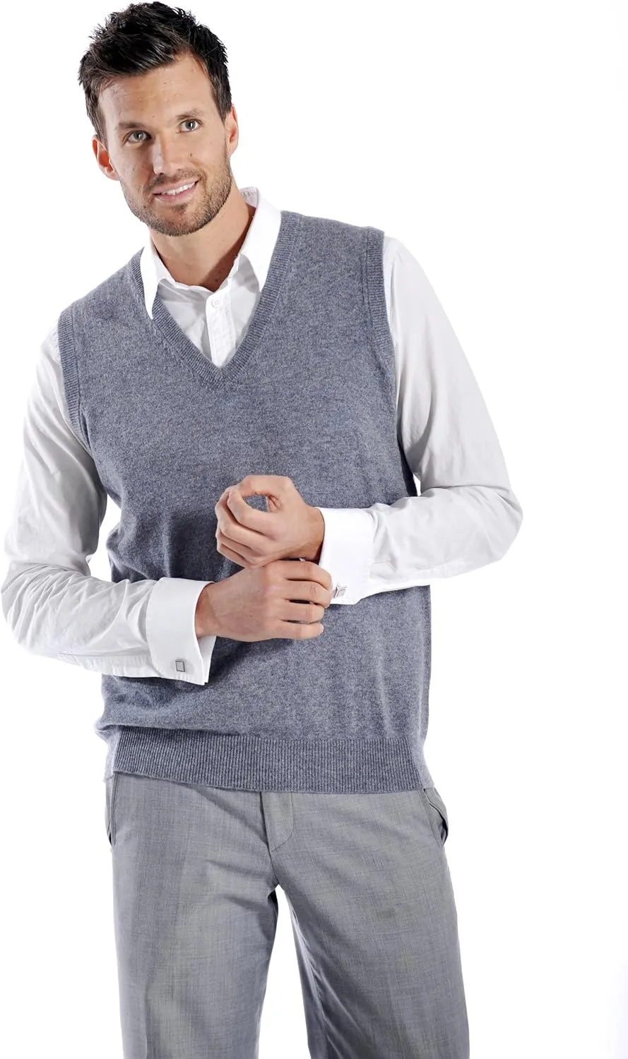 Cashmere Boutique 100% Pure Cashmere Pullover V Neck Sleeveless Sweater for Men – Classic, Vest Style, Soft and Warm Sweater