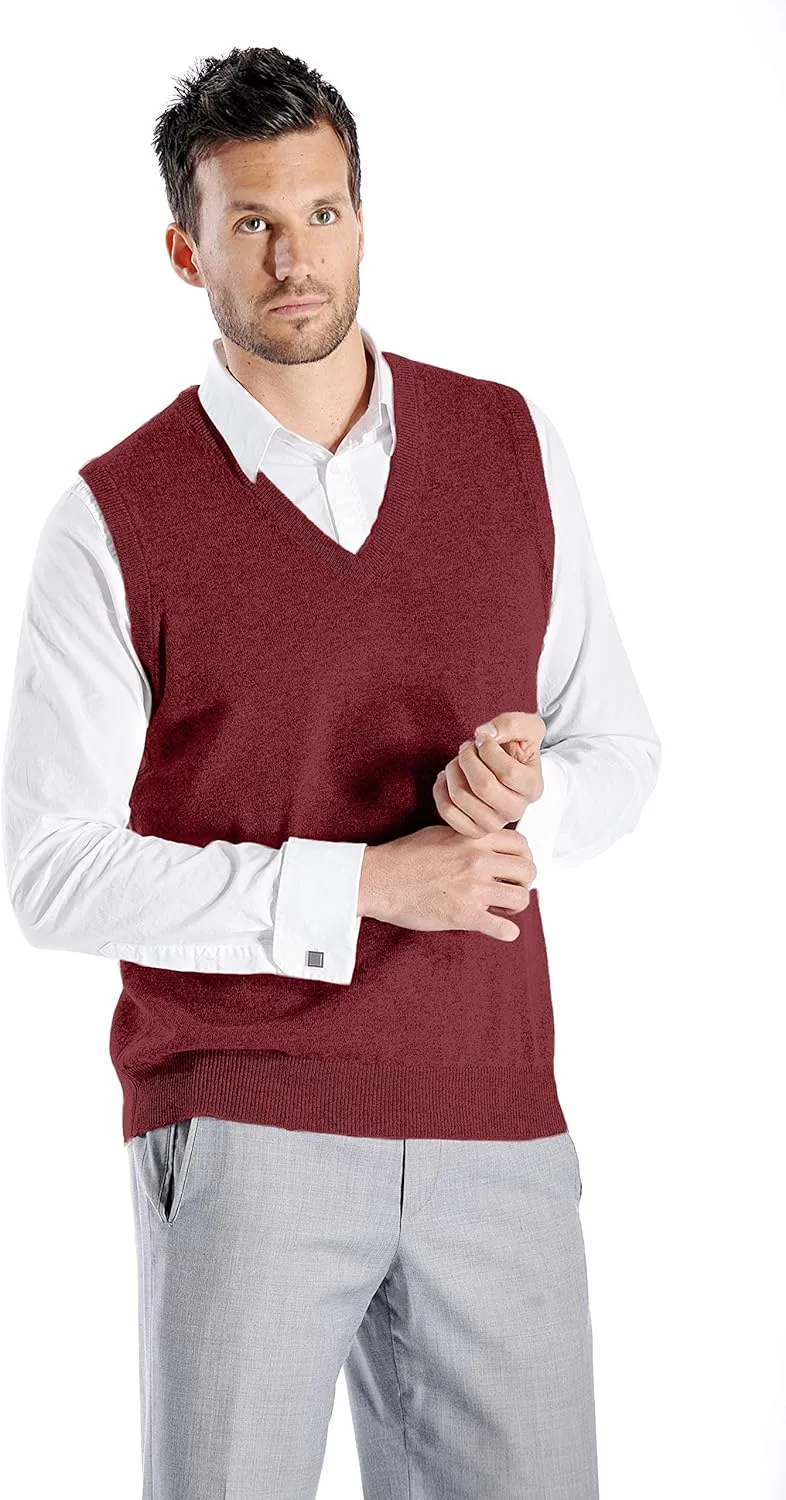 Cashmere Boutique 100% Pure Cashmere Pullover V Neck Sleeveless Sweater for Men – Classic, Vest Style, Soft and Warm Sweater