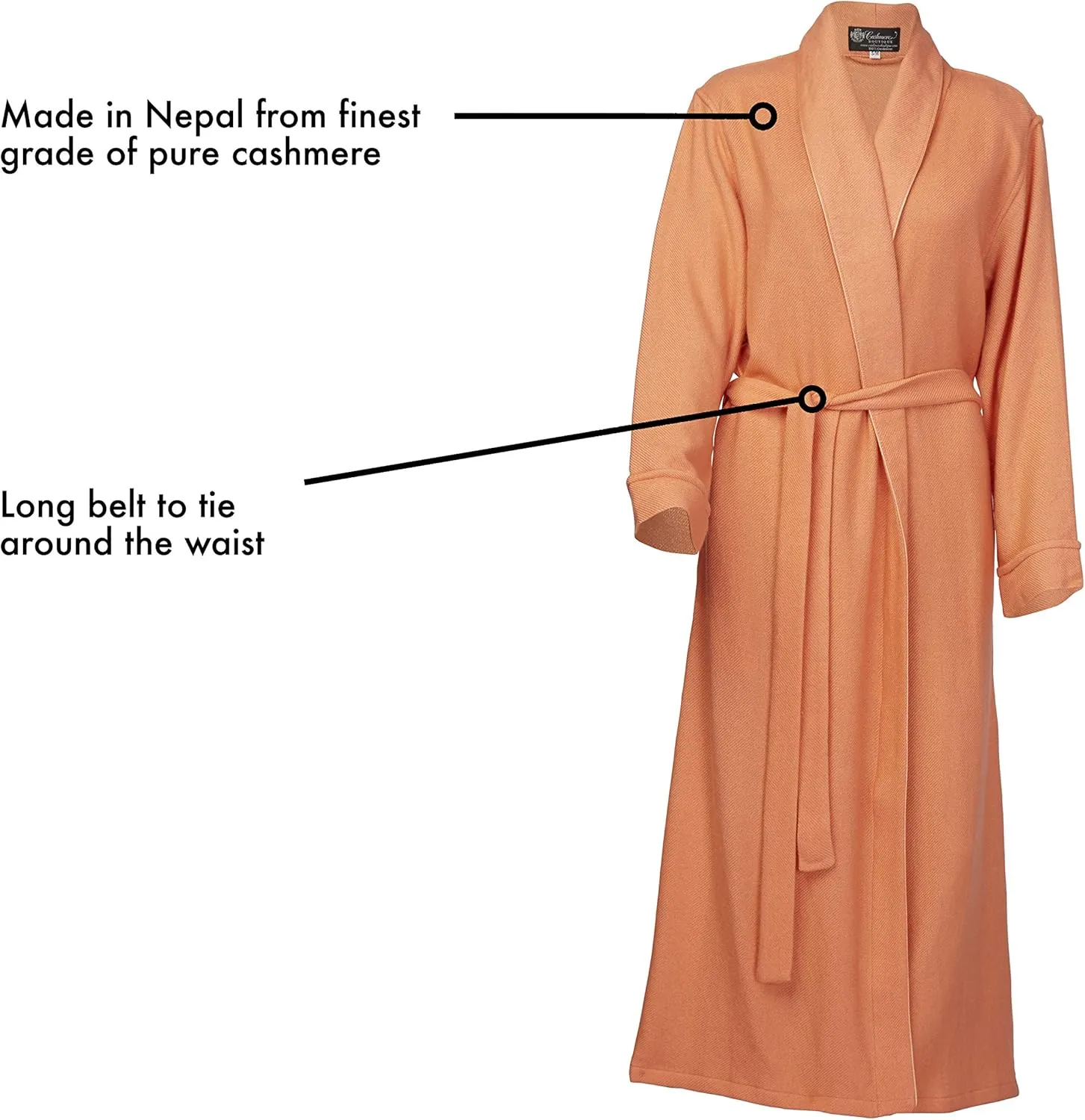 Cashmere Boutique 100% Pure Cashmere Robes for Women – Long, Lightweight, Soft Plush, Winter Warm, and Cozy Women Bathrobe