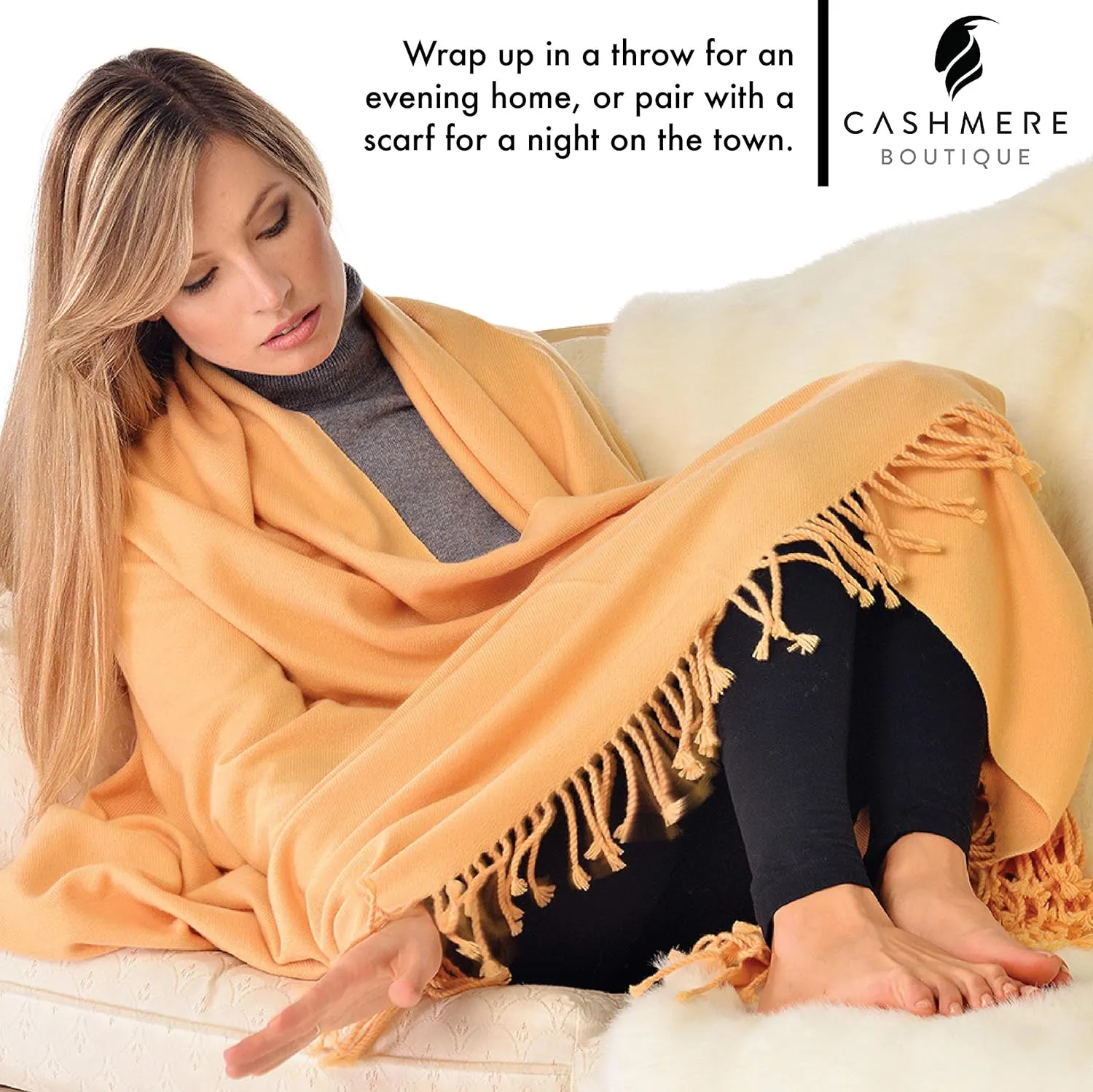 Cashmere Boutique 100% Pure Cashmere Turtleneck Sweater Women - Pullover, Slim Fit, Soft and Warm Long Sleeve Sweater