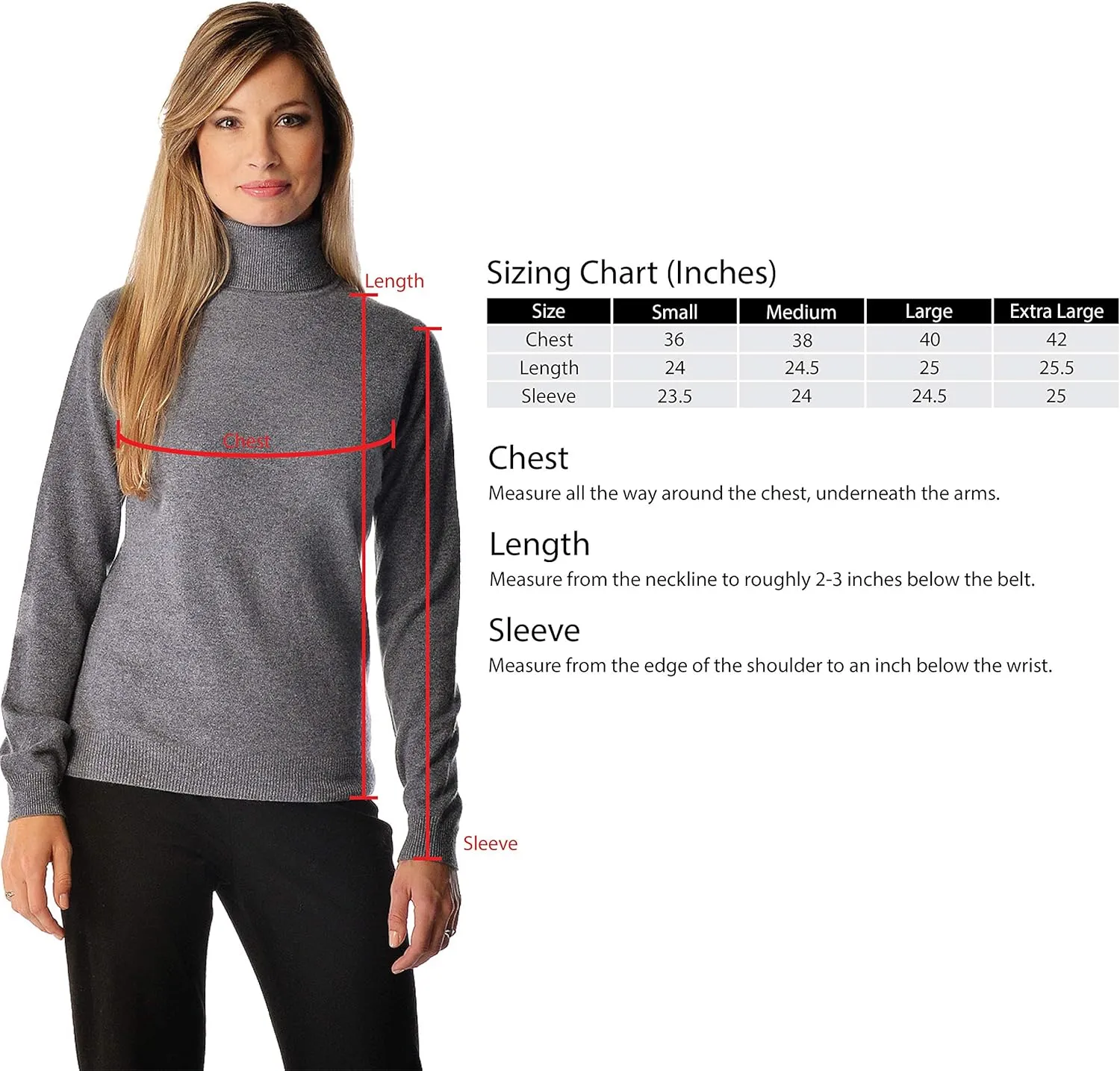 Cashmere Boutique 100% Pure Cashmere Turtleneck Sweater Women - Pullover, Slim Fit, Soft and Warm Long Sleeve Sweater
