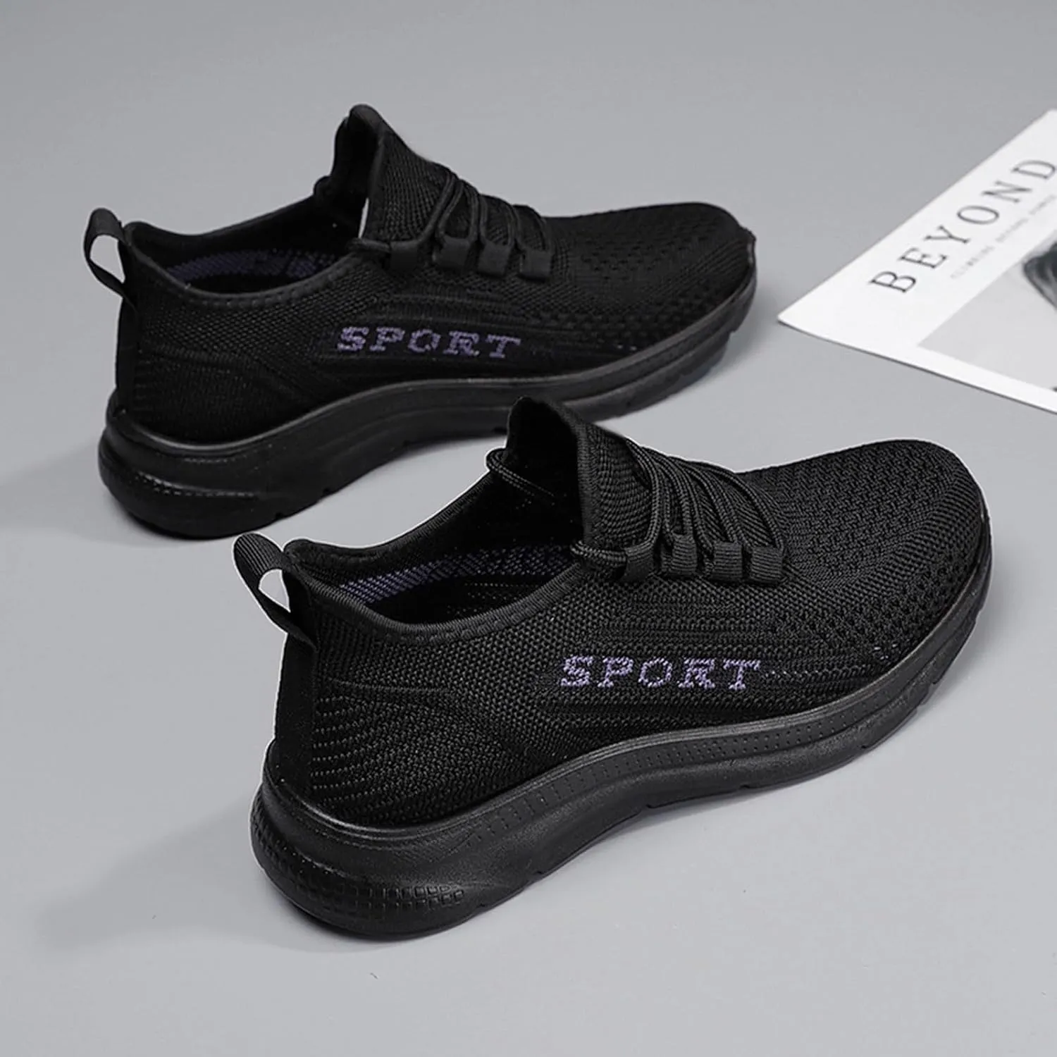 Casual Sneakers for Women Non Slip Lightweight Breathable Sneaker with Arch Support Comfortable Woven Running Shoes
