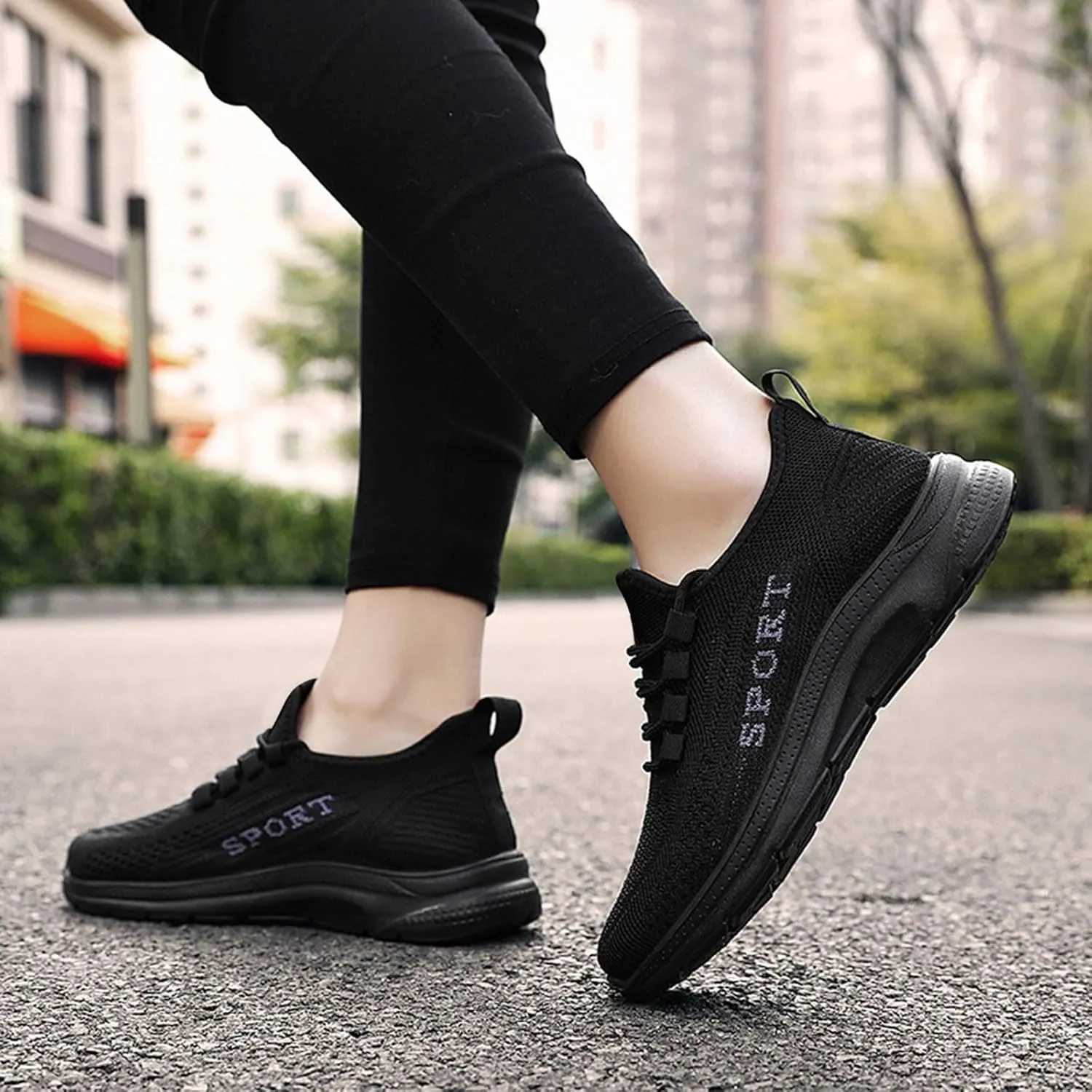 Casual Sneakers for Women Non Slip Lightweight Breathable Sneaker with Arch Support Comfortable Woven Running Shoes