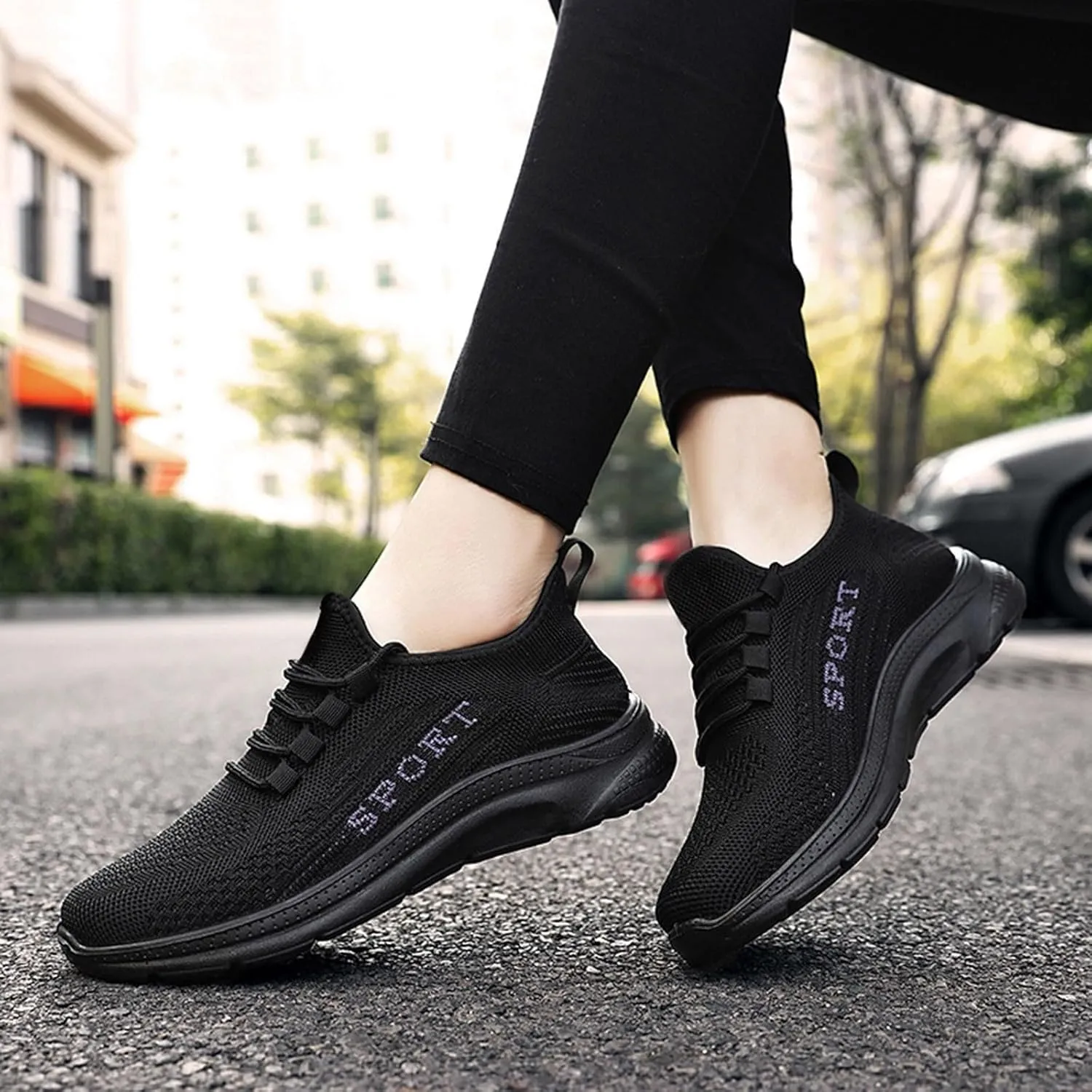 Casual Sneakers for Women Non Slip Lightweight Breathable Sneaker with Arch Support Comfortable Woven Running Shoes