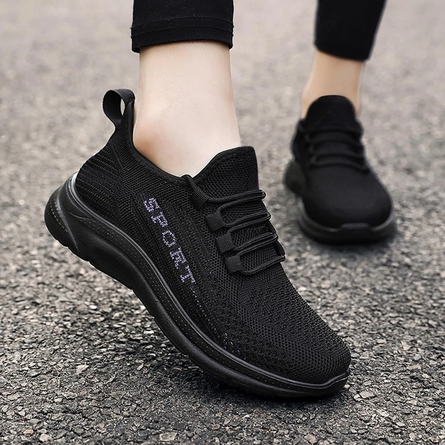 Casual Sneakers for Women Non Slip Lightweight Breathable Sneaker with Arch Support Comfortable Woven Running Shoes