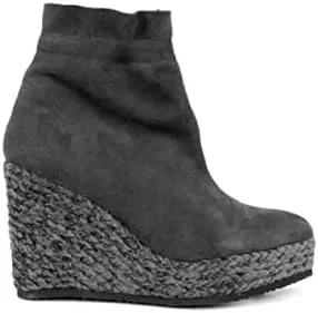 Cecelia New York Megan Grey Suede Wedge Platform Braided Jute Elastic Hold Boots