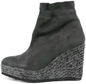 Cecelia New York Megan Grey Suede Wedge Platform Braided Jute Elastic Hold Boots