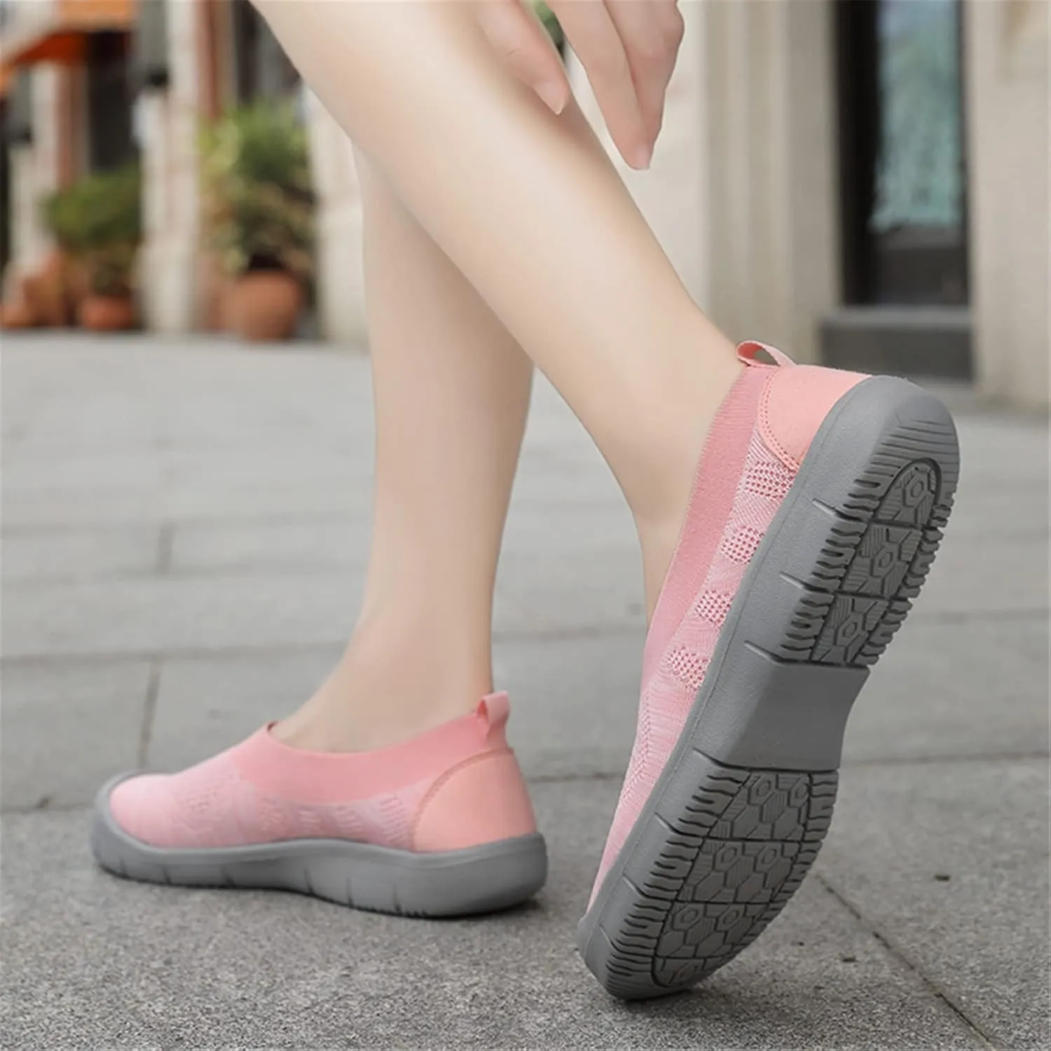 ChicWind Women's Easy Slip on Sock Shoes Round Toe Mesh Nurse Flat Sneakers Work Loafers