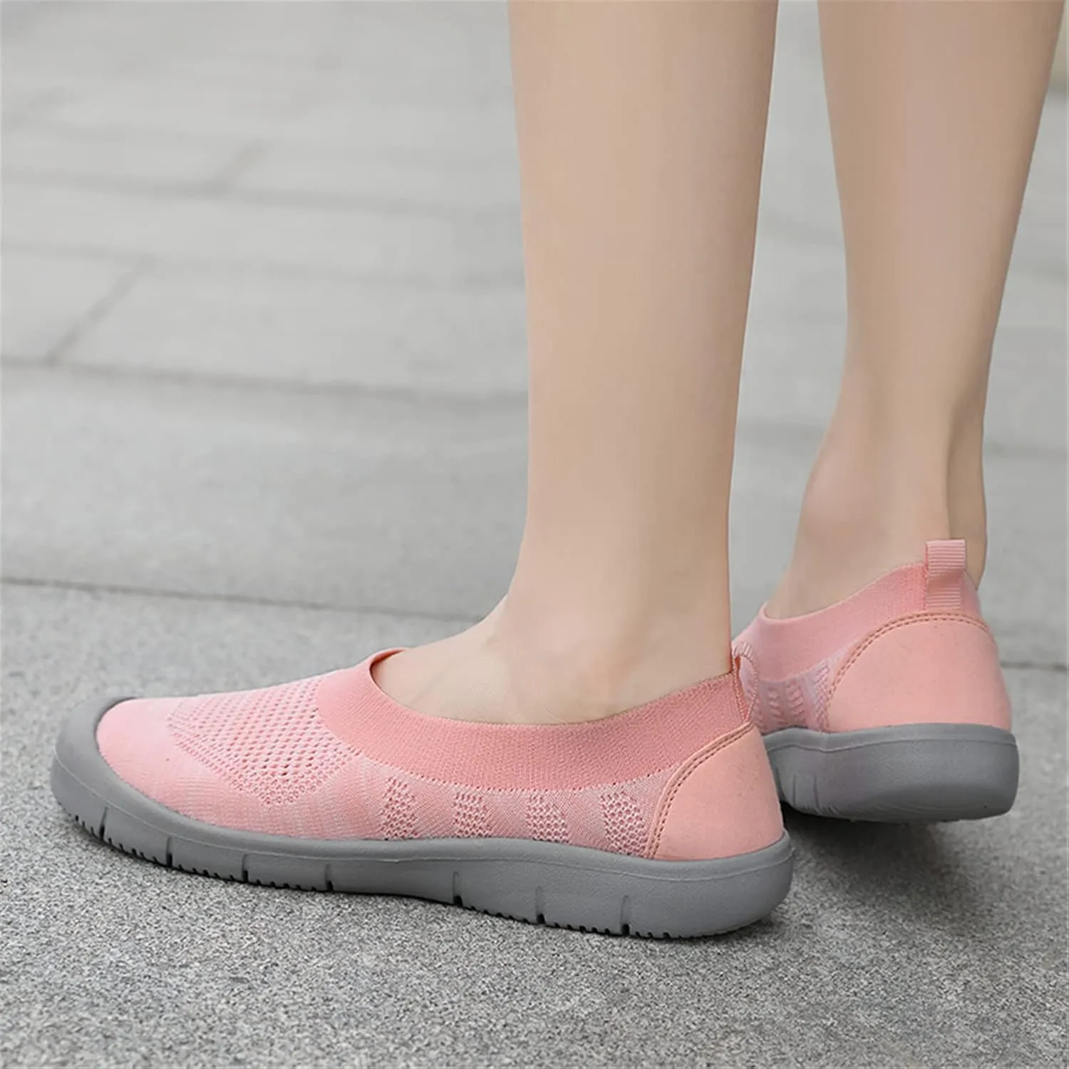 ChicWind Women's Easy Slip on Sock Shoes Round Toe Mesh Nurse Flat Sneakers Work Loafers