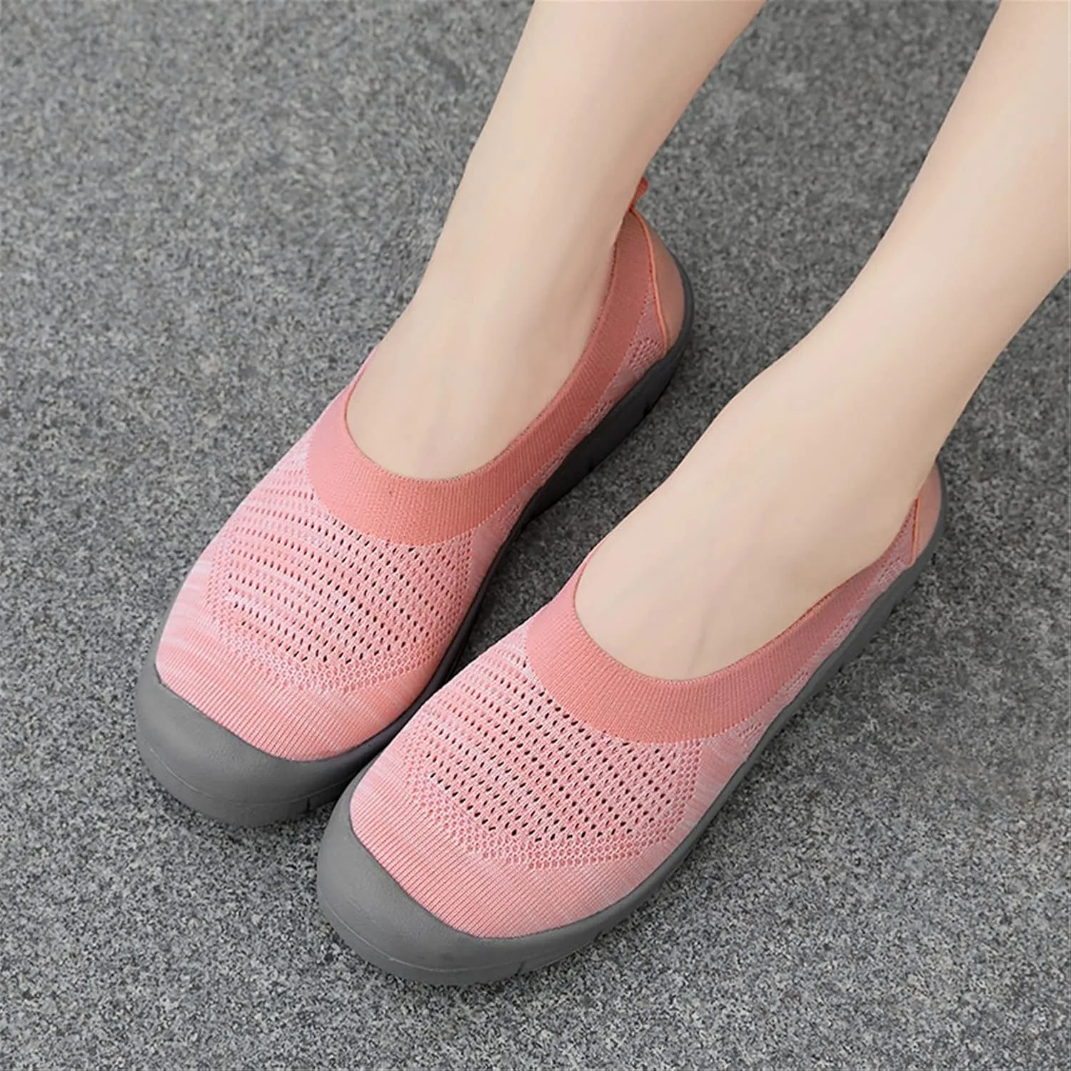 ChicWind Women's Easy Slip on Sock Shoes Round Toe Mesh Nurse Flat Sneakers Work Loafers