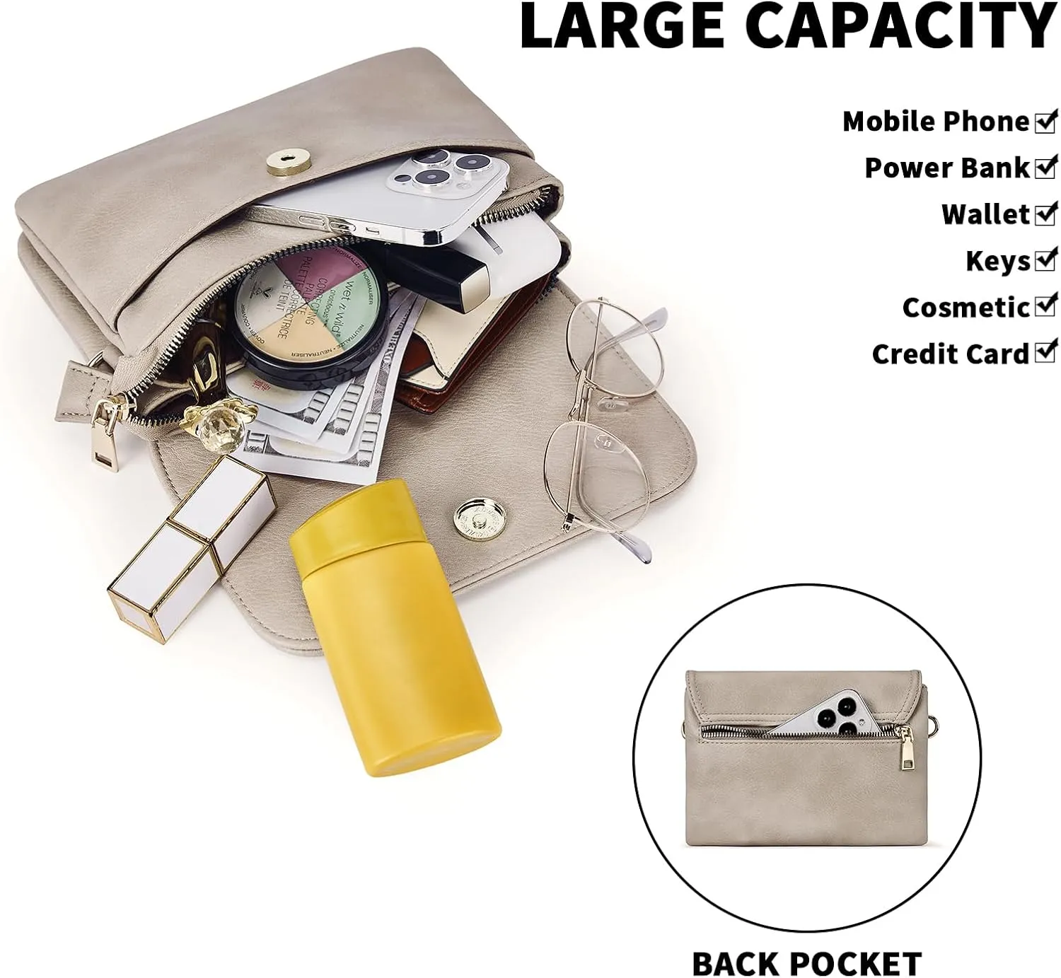 CHOLISS Small Crossbody Bags for Women, Vegan Leather Cell Phone Purse, Mini Travel Purse with Adjustable Strap
