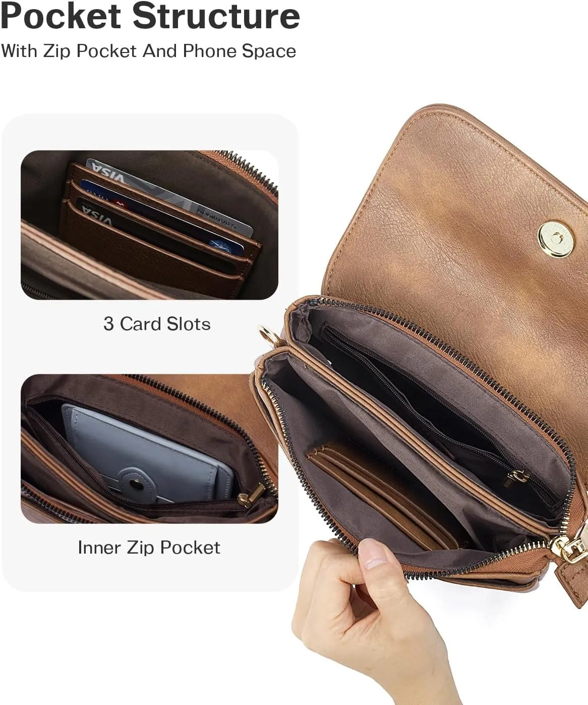 CHOLISS Small Crossbody Bags for Women, Vegan Leather Cell Phone Purse, Mini Travel Purse with Adjustable Strap