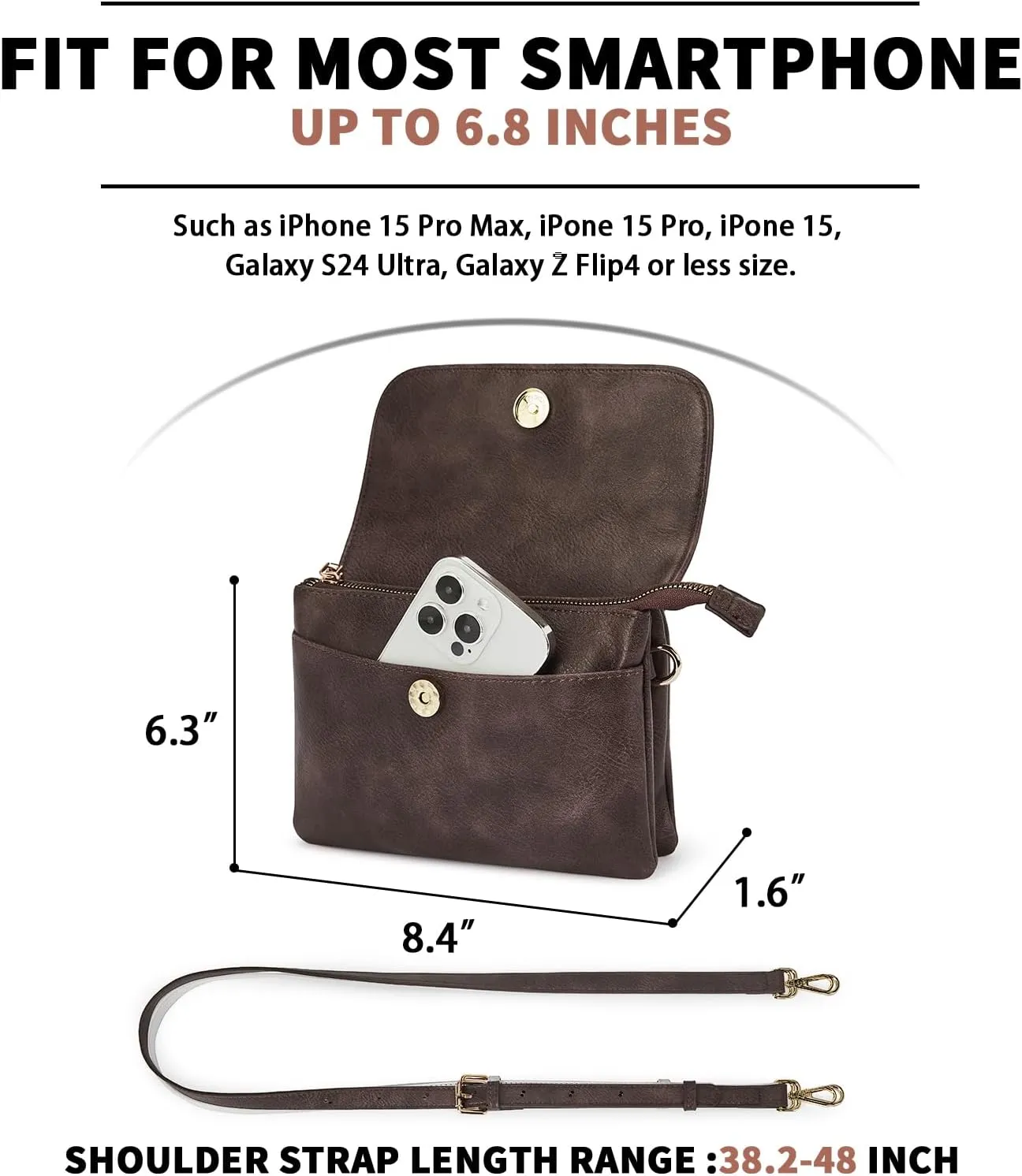 CHOLISS Small Crossbody Bags for Women, Vegan Leather Cell Phone Purse, Mini Travel Purse with Adjustable Strap
