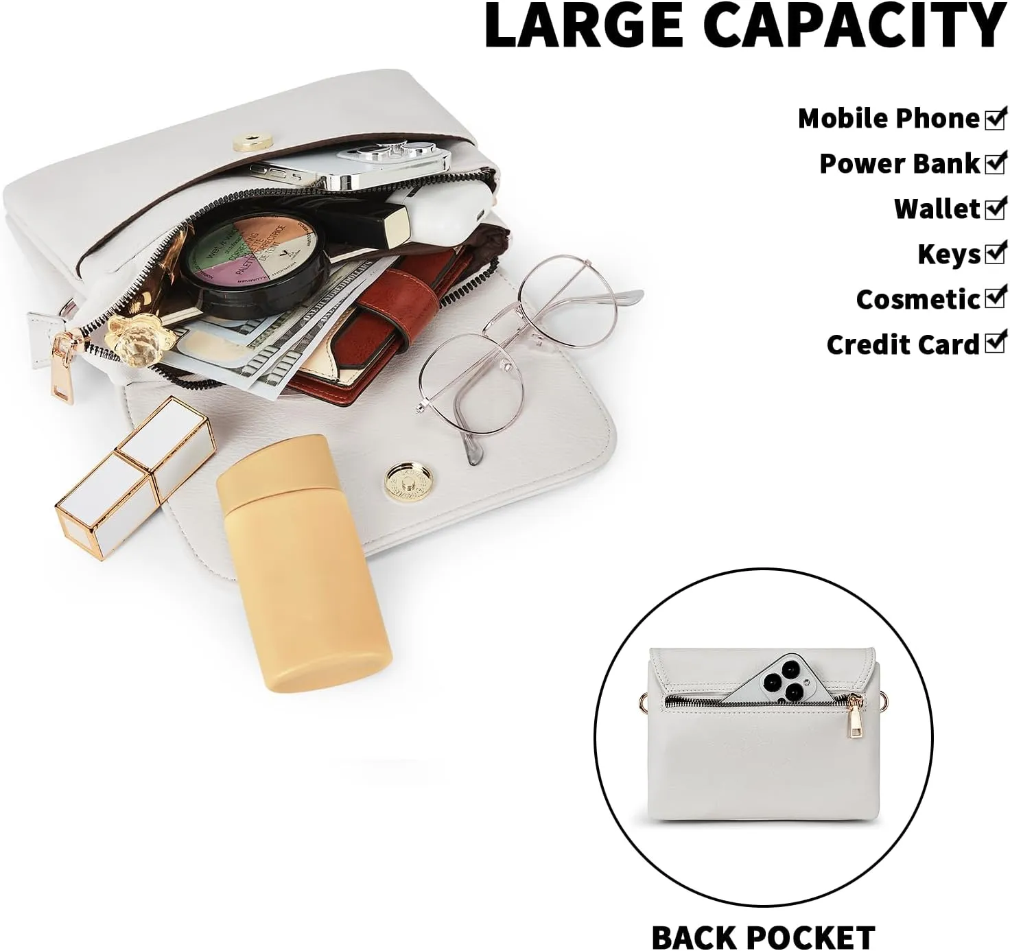 CHOLISS Small Crossbody Bags for Women, Vegan Leather Cell Phone Purse, Mini Travel Purse with Adjustable Strap