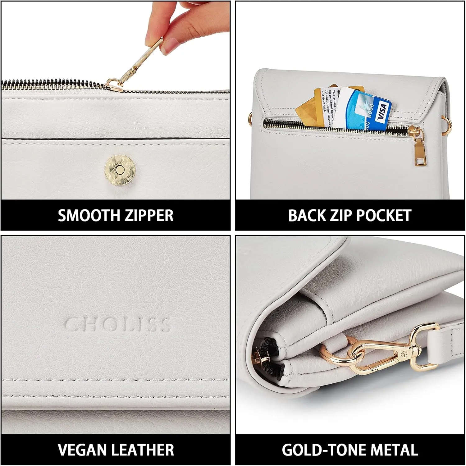 CHOLISS Small Crossbody Bags for Women, Vegan Leather Cell Phone Purse, Mini Travel Purse with Adjustable Strap