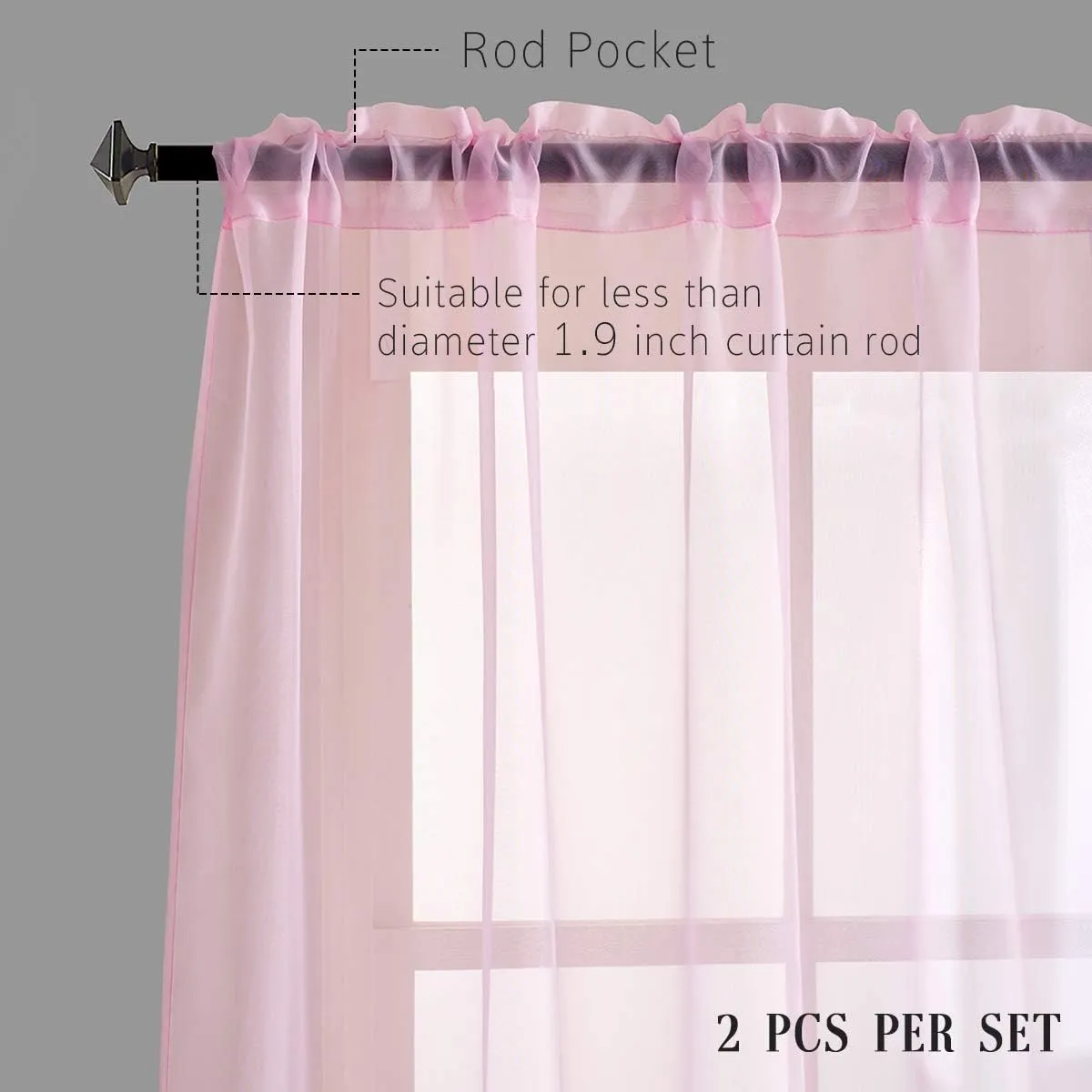 Christmas Christmas Pink Sheer Voile Curtains Translucent Solid Color Window Treatment 84 Inches Long Panels Rod Pocket Baby Pink Sheers for Bedroom Girls 2 Panels Set 52x84