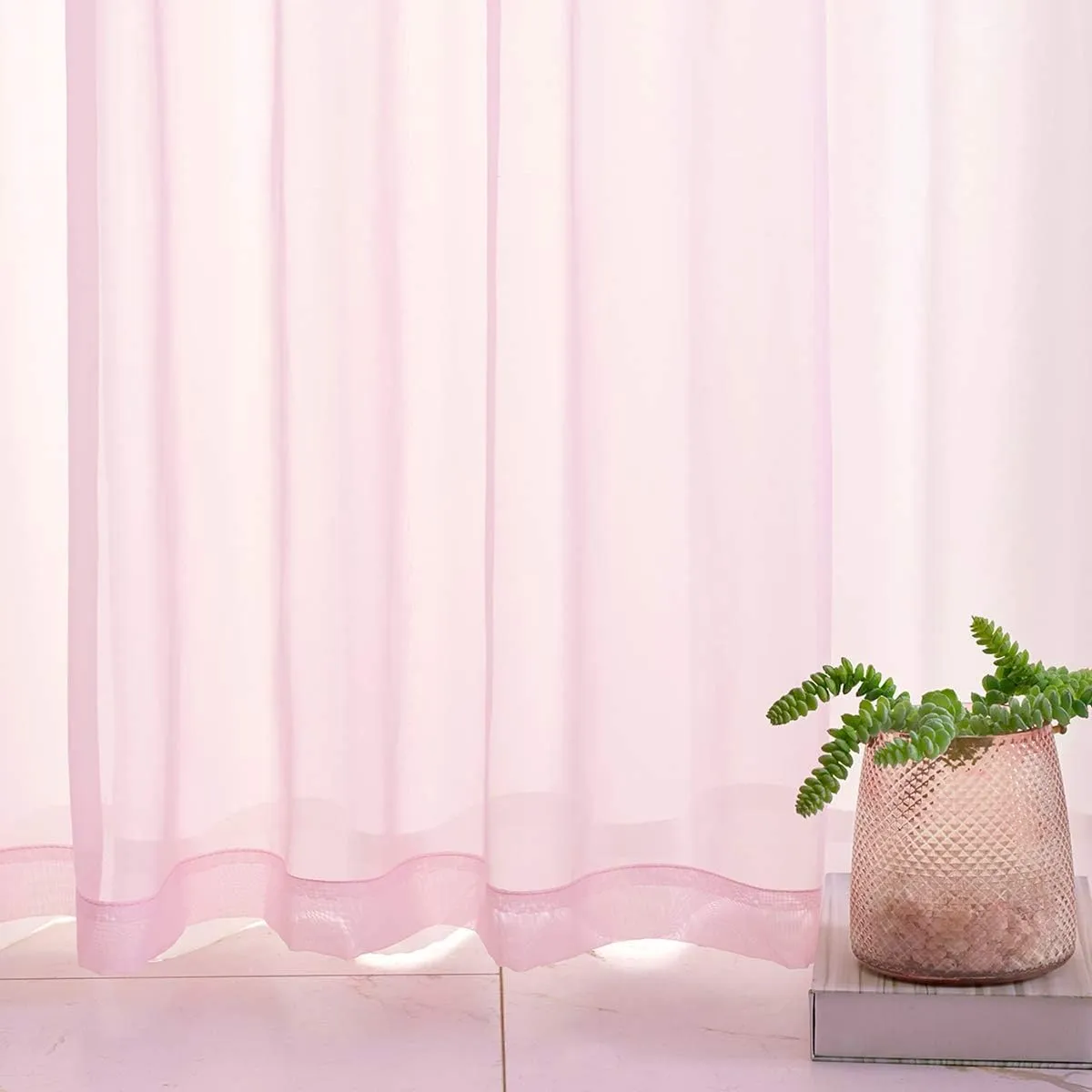 Christmas Christmas Pink Sheer Voile Curtains Translucent Solid Color Window Treatment 84 Inches Long Panels Rod Pocket Baby Pink Sheers for Bedroom Girls 2 Panels Set 52x84