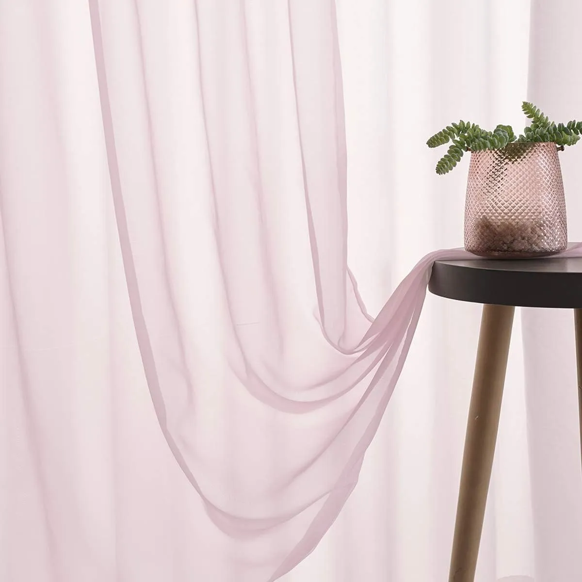 Christmas Christmas Pink Sheer Voile Curtains Translucent Solid Color Window Treatment 84 Inches Long Panels Rod Pocket Baby Pink Sheers for Bedroom Girls 2 Panels Set 52x84