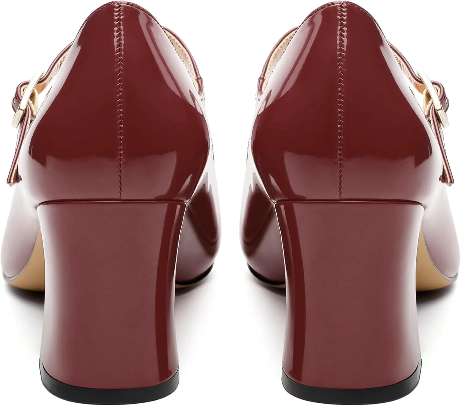 Chunky Block Heels for Women Square Patent Mary Jane Closed Toe Slip On Pumps Party Dress Wedding Shoes 2.5Inch
