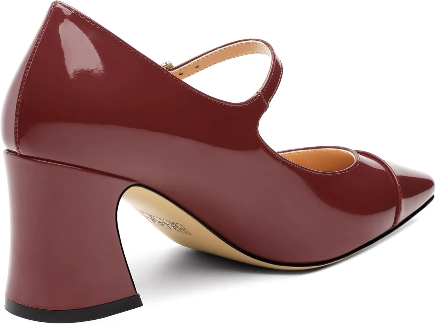 Chunky Block Heels for Women Square Patent Mary Jane Closed Toe Slip On Pumps Party Dress Wedding Shoes 2.5Inch