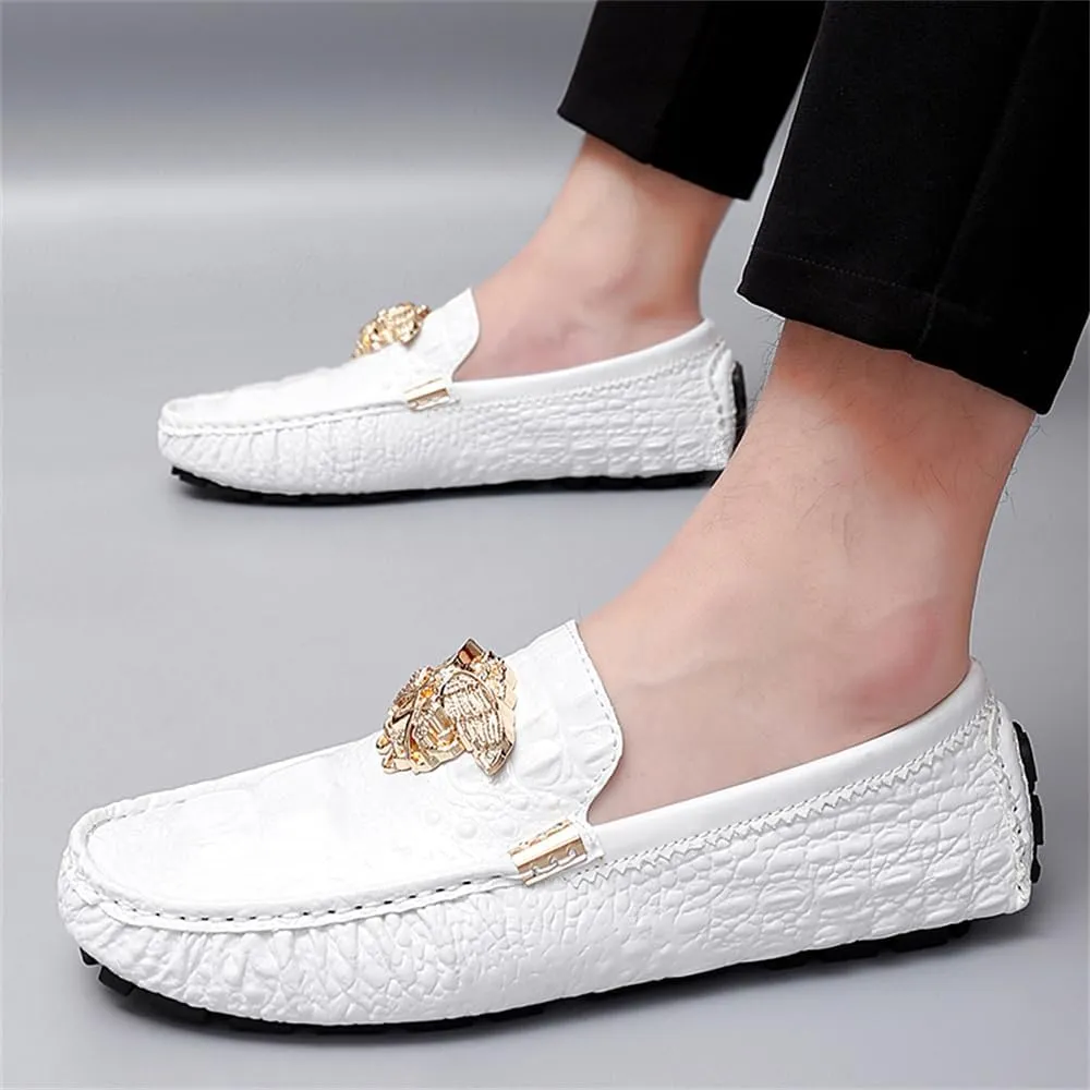 CHUUMEE Fashion Crocodile Pattern Men's Driving Penny Loafers Leather Moccasin Slip-On Casual Dress Boat Shoes