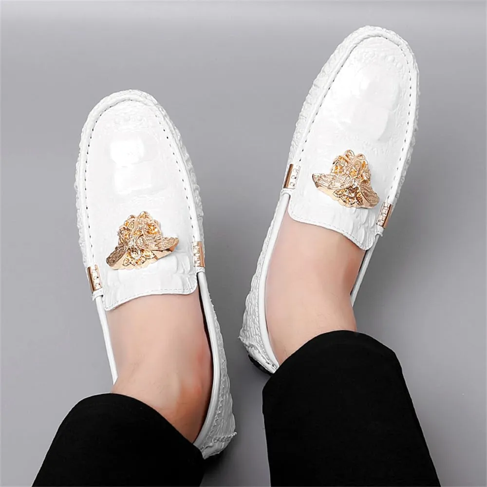 CHUUMEE Fashion Crocodile Pattern Men's Driving Penny Loafers Leather Moccasin Slip-On Casual Dress Boat Shoes