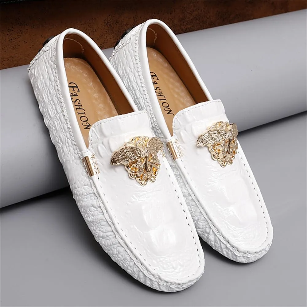 CHUUMEE Fashion Crocodile Pattern Men's Driving Penny Loafers Leather Moccasin Slip-On Casual Dress Boat Shoes