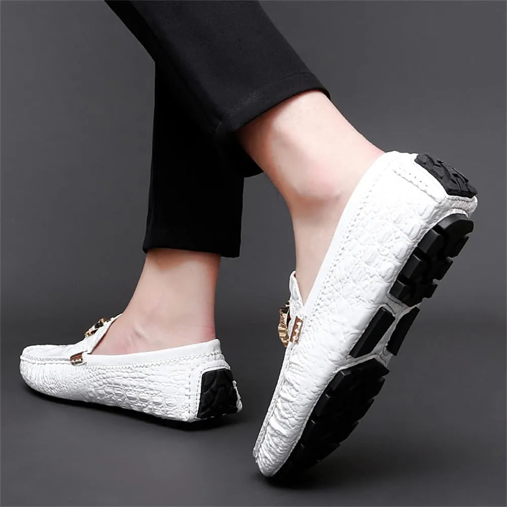 CHUUMEE Fashion Crocodile Pattern Men's Driving Penny Loafers Leather Moccasin Slip-On Casual Dress Boat Shoes