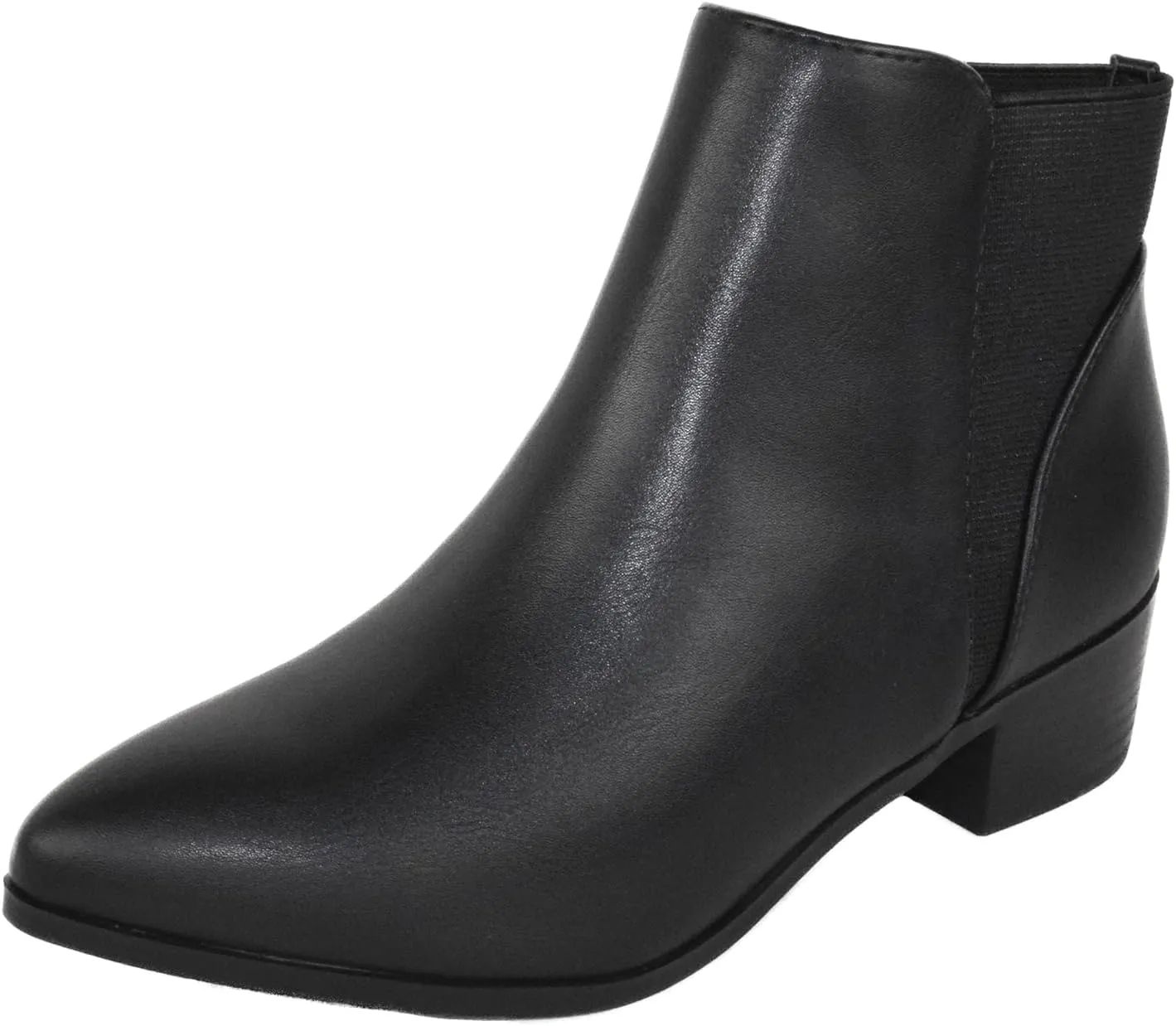 CITYCLASSIFIED Women Ankle Boots Elastic Sides Slip-On Booties Block Heel Pointed Toe Jocelyn-S