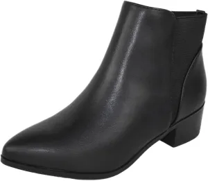 CITYCLASSIFIED Women Ankle Boots Elastic Sides Slip-On Booties Block Heel Pointed Toe Jocelyn-S