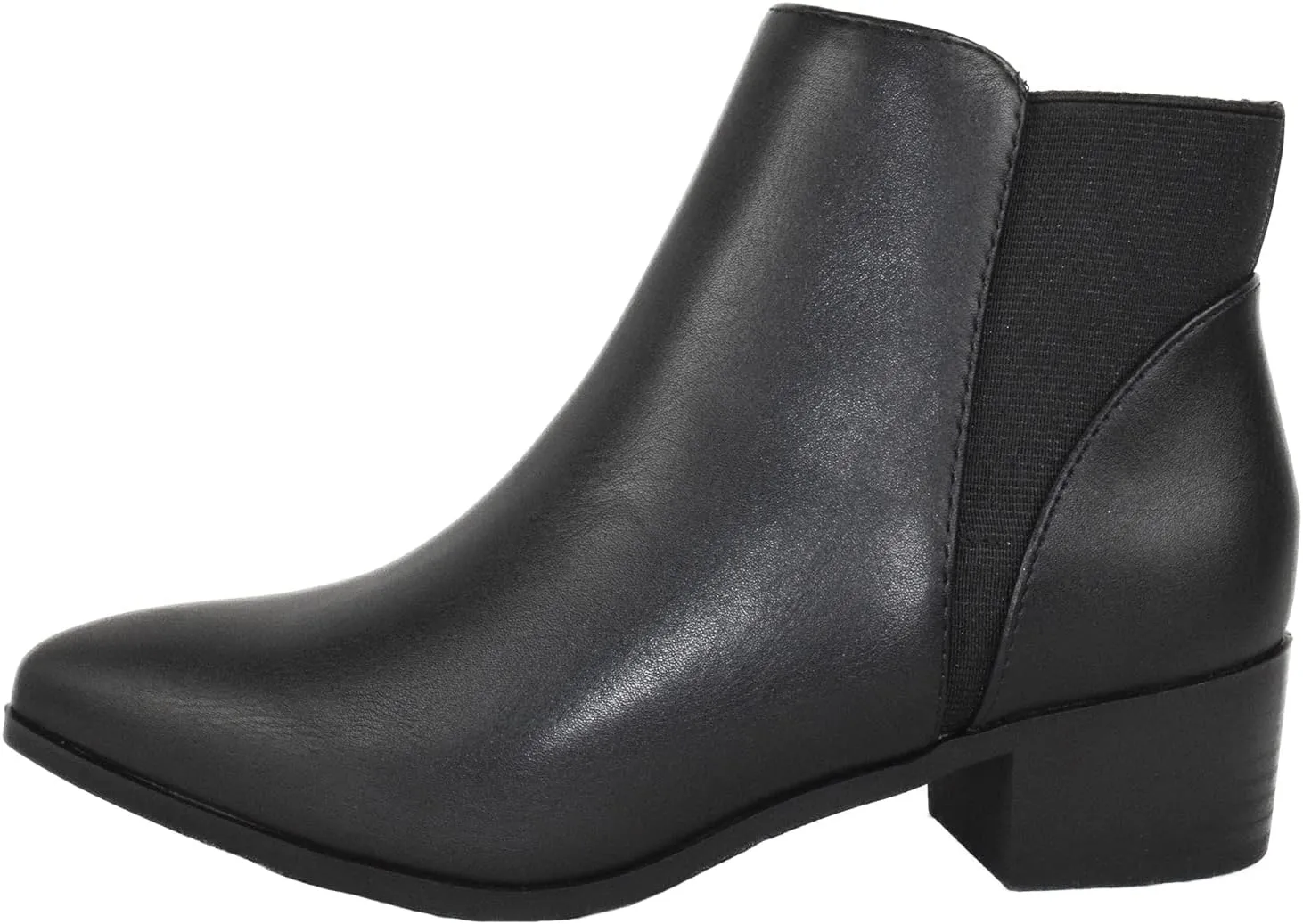 CITYCLASSIFIED Women Ankle Boots Elastic Sides Slip-On Booties Block Heel Pointed Toe Jocelyn-S
